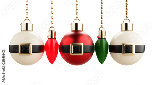 Christmas ornaments isolated on transparent background
