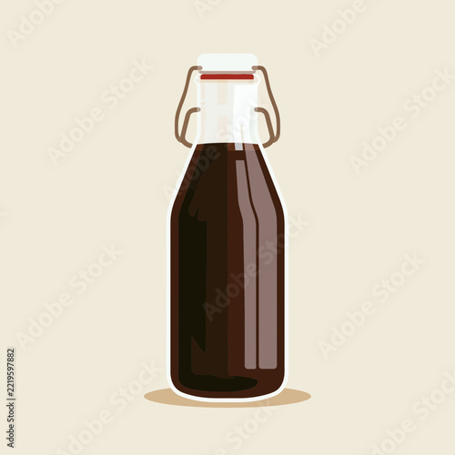 Glass bottle of dark cold brew coffee concentrate