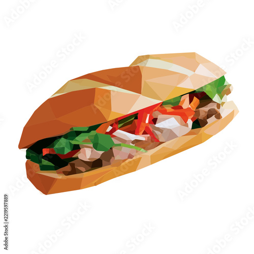 Geometric Vietnamese Banh Mi Sandwich Illustration