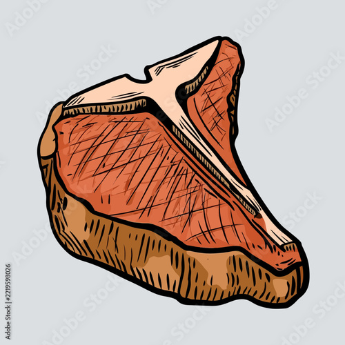 Illustration of a bold outlined t bone steak