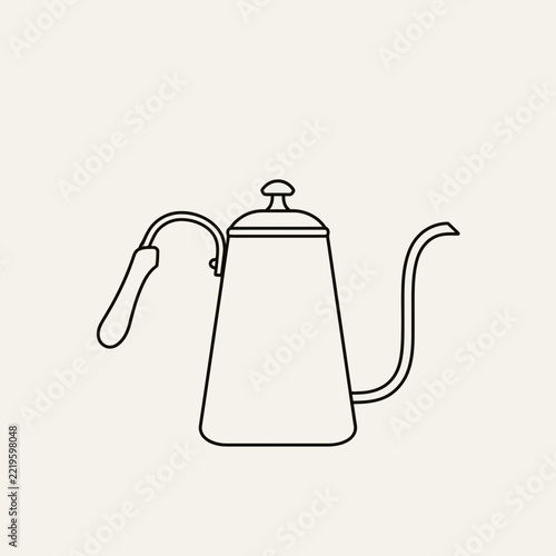Line art illustration of a gooseneck kettle for pouring