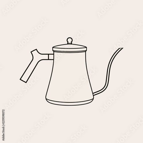 Minimalist line art of a gooseneck kettle