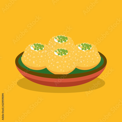 Indian pani puri snack served on a colorful plate
