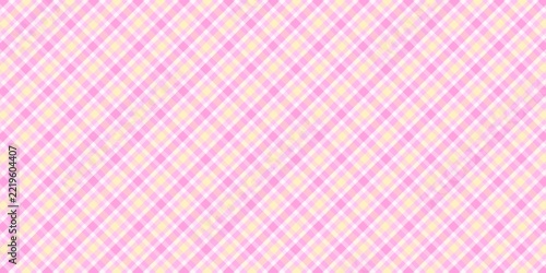 Pastel Pink Yellow Diagonal Plaid Seamless Pattern Vector Background