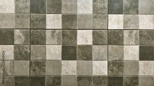 Fotografie Checkered Square Ceramic Floor Tiles Texture Grey Monochrome Full Frame
