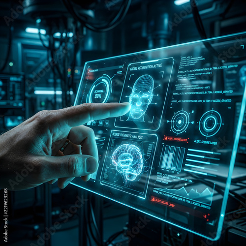 Futuristic Human Finger Touching Digital Interface for Data Security