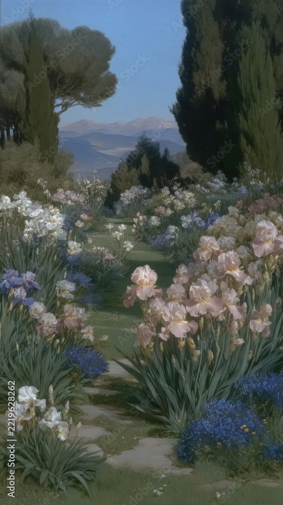 Fototapeta premium Serene floral landscape wallpaper for mobile