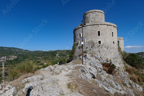 A medieval tower on the hill of Montesarchio, a medieval town in southern Italy.