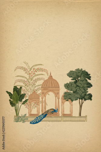 Wedding invite template pichwai indian wedding card