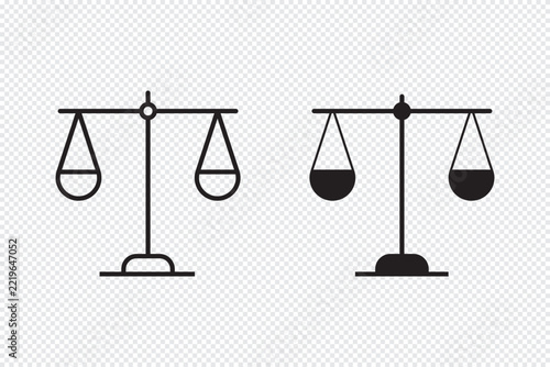 Justice Scales Icon Set, Black Balance Scale Symbols for Law, Legal Services and Fairness
