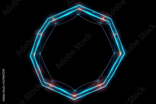 Futuristic glowing blue technology frame on black background