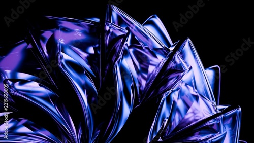 3d abstract iridescent glass shape on black background 4k wallpaper backdrop