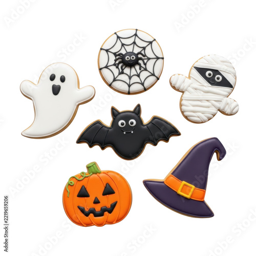 Halloween-themed decorated sugar cookies