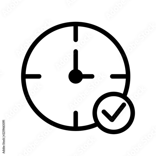 Vector icon of a clock with a checkmark