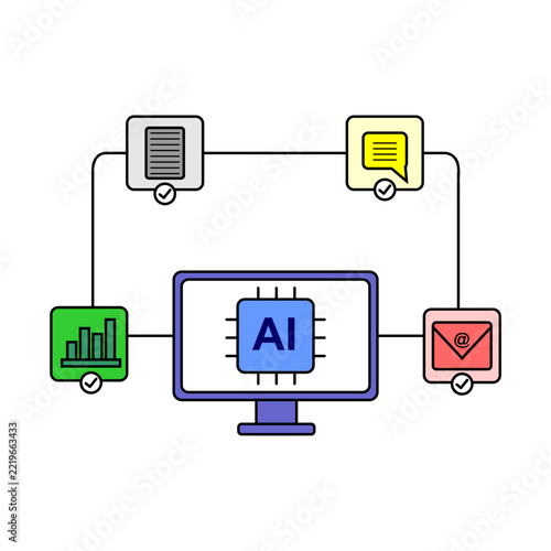 Vector illustration of an artificial intelligence icon capable of handling various business needs