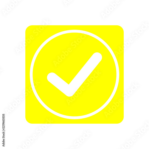 Vector illustration of a yellow and white checkmark icon