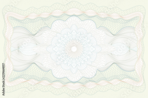 Subtle pastel guilloche certificate background with central floral rosette