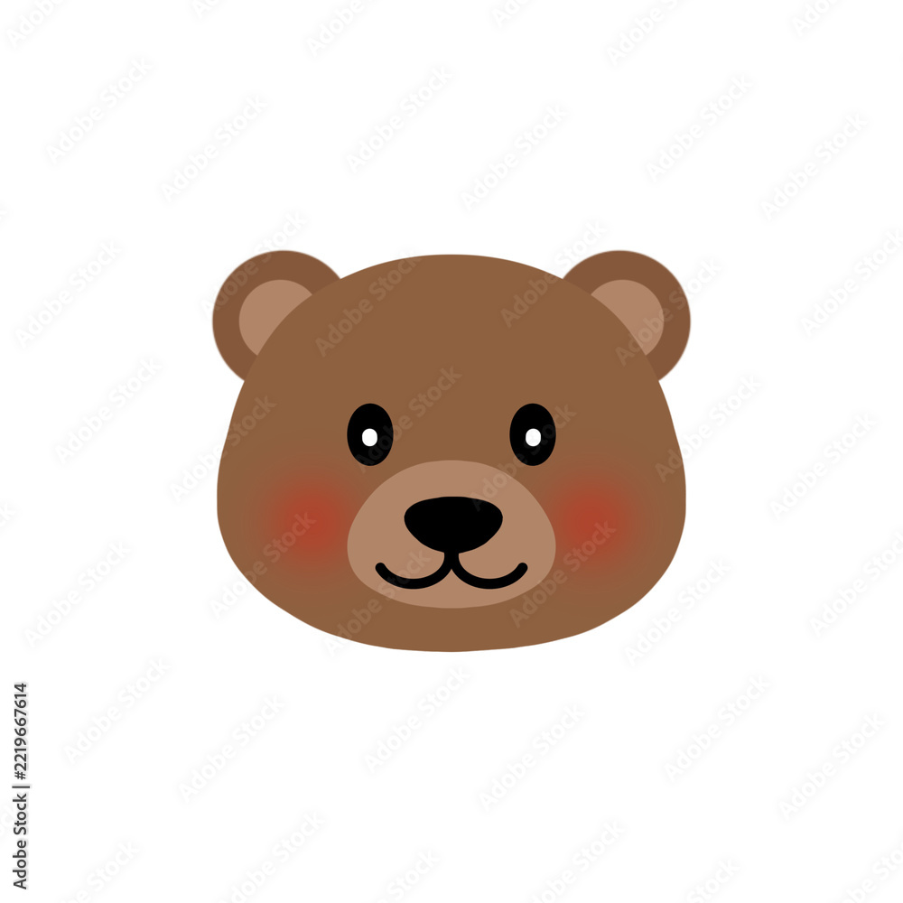 Obraz premium Cute Brown Bear Head Character Illustration