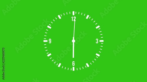 Animated clock video. High-speed timer with moving hands against a white background. Digital illustration. Timer. on green screen