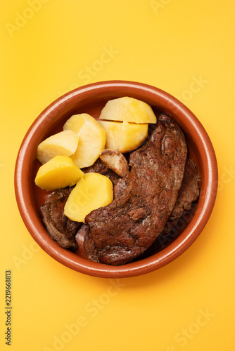 Portuguese Dish Beef Liver with Boiled Potatoes