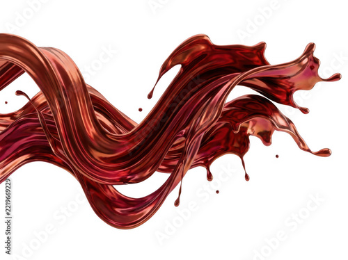 Abstract red liquid splatter creates dynamic organic texture against transparent background.