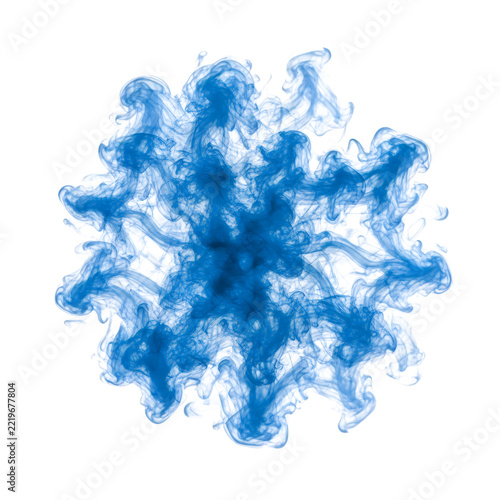 Blue abstract snowflake design with intricate details