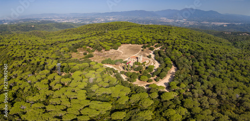 Sanctuary of the Mare de Déu del Corredor surrounded by native forest, (Santuari del Corredor), Montnegre i el Corredor Park, Maresme region, Barcelona, ​​Spain
