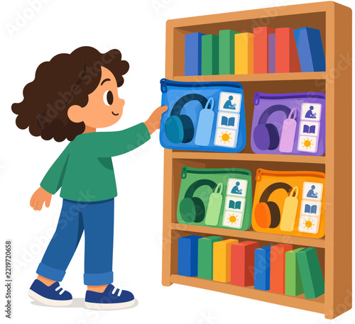 Child Choosing a Sensory-Friendly Library Reading Kit