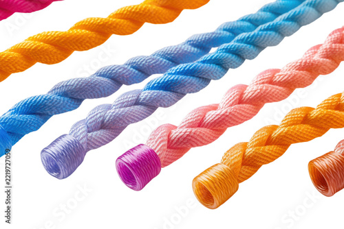 Various cables isolated on white background for product catalog, ecommerce, advertising and commercial design projects