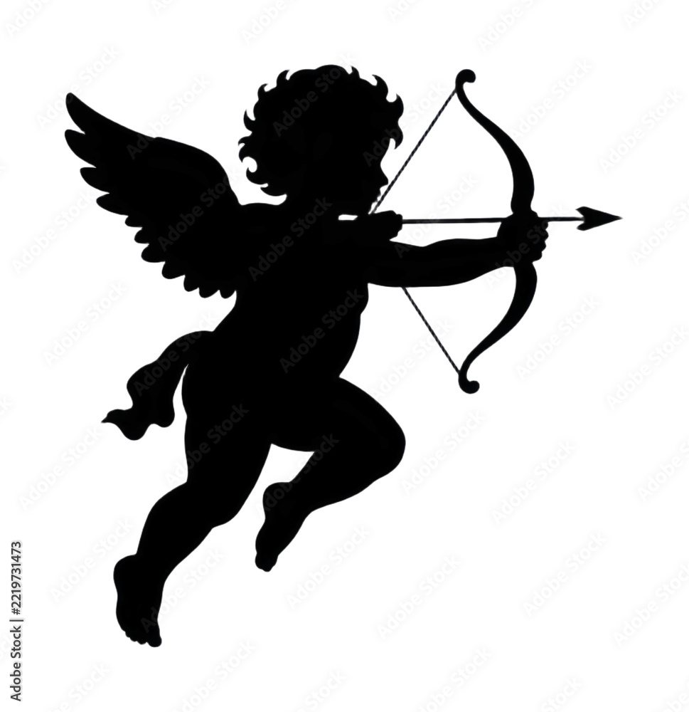 Fototapeta premium PNG Silhouette of Cupid with bow