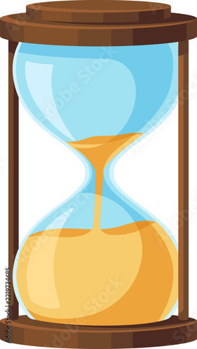 Hourglass illustrating time passing with golden sand moving through a clear glass vessel