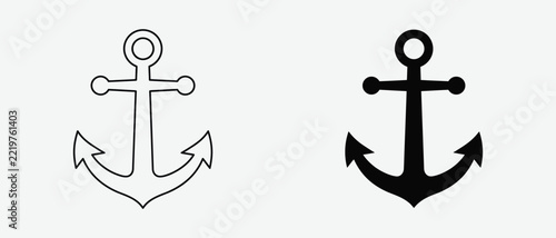 Two nautical anchor illustrations in black and white line art style
