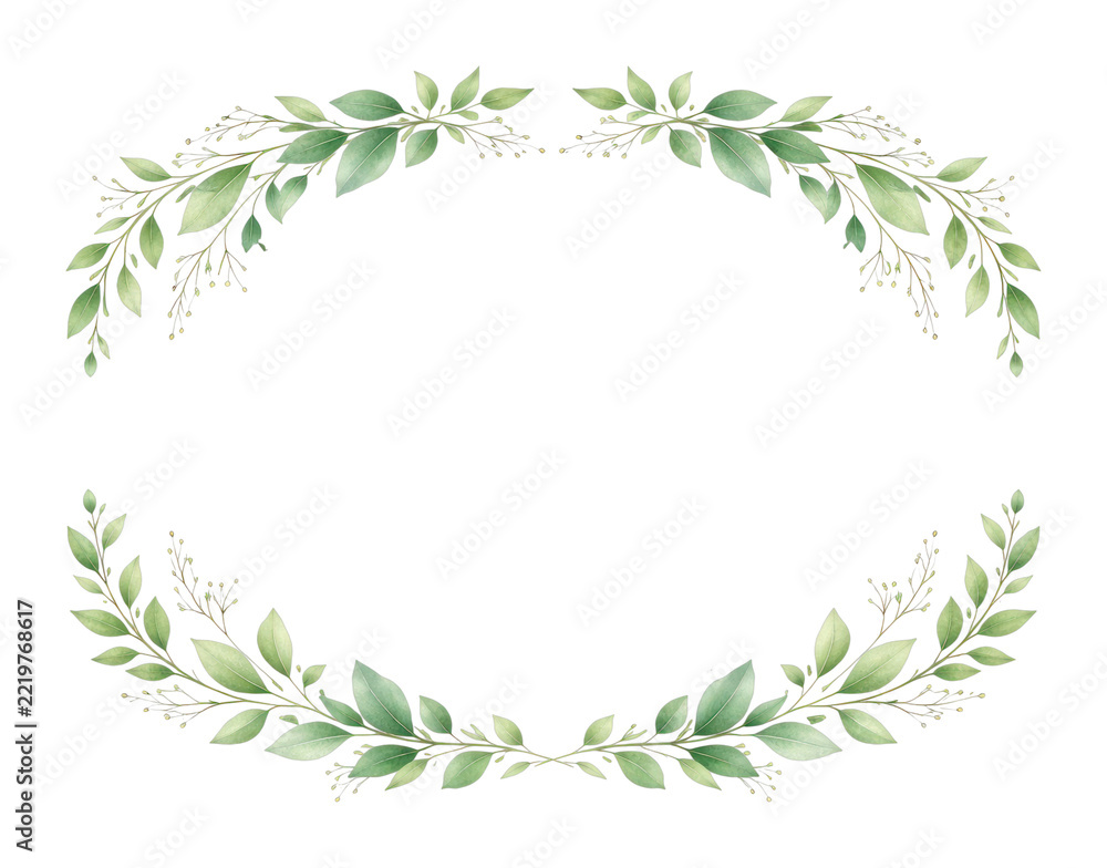 Fototapeta premium PNG Elegant watercolor leaf frame