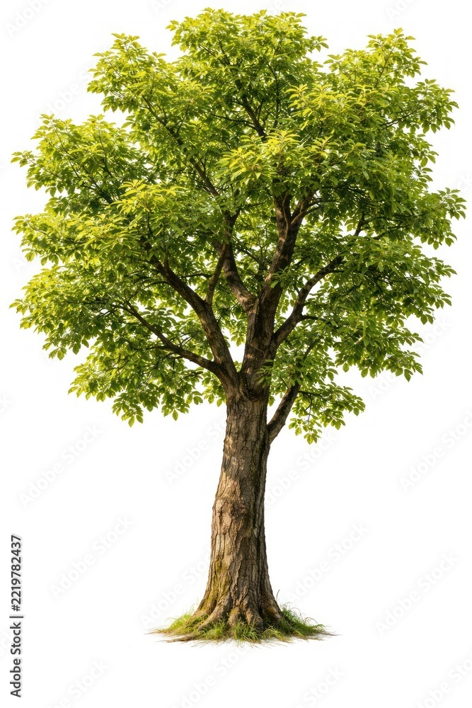 Obraz premium Lush green tree isolated on white background, natural foliage