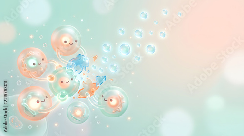 AI-generated Enzymes Breaking Down Plastic Particles, 3D Environmental Science and Biodegradation Concept