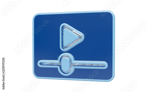 Video player play button with slider 3d icon isolated on transparent background for multimedia streaming platforms and digital media interface design projects