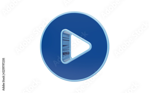 Play button circle 3d icon isolated on transparent background for media streaming and video content platforms and interactive UI design elements