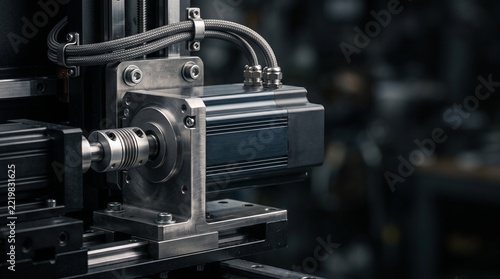 Industrial Servo Motor And Shaft Coupling In Automation Machinery   