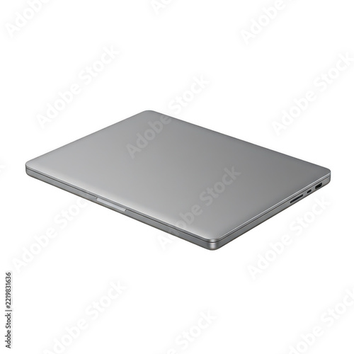 Closed grey laptop computer isolated on transparent background
