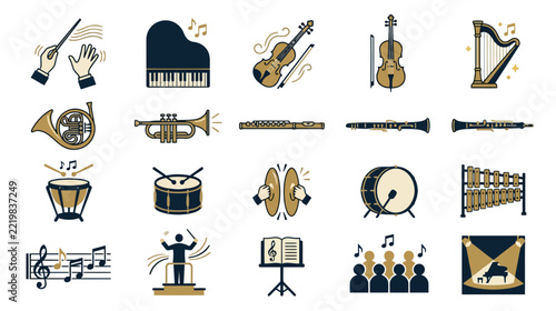 Orchestra Instruments and Music Icons