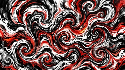 Intricate red swirling ornate pattern background.