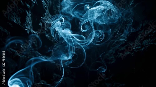 Abstract swirling blue smoke on a dark background