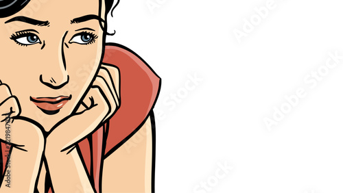 Young beautiful brunette girl thinking