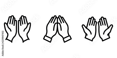prayer-hands outline or line icon design bundle.