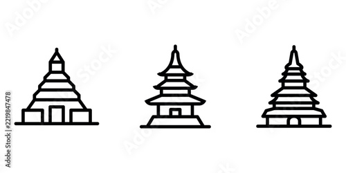 temple outline or line icon design bundle.