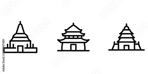 temple outline or line icon design bundle.  
