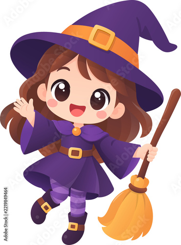 Cute Little Witch Cartoon Character Clip Art