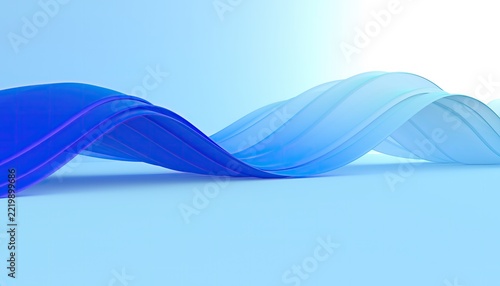 Abstract Blue Wave Flowing Smoothly Across a Light Blue Background.