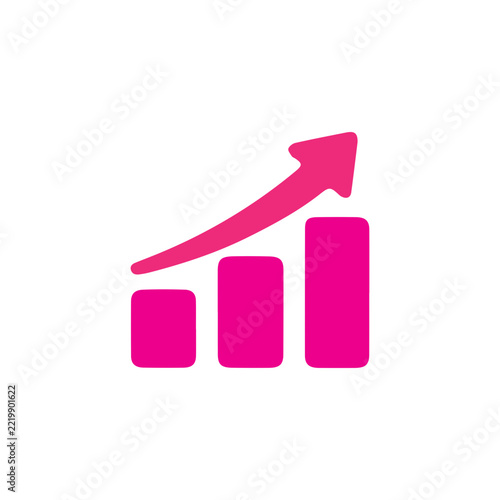 Pink Growth Bar Chart Icon