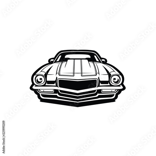 Front View of Classic Muscle Car Vector Illustration Isolated